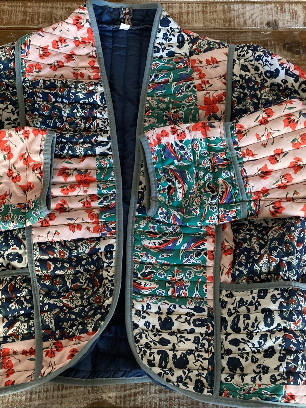 Floral Patchwork Quilted Jacket - Multicolor